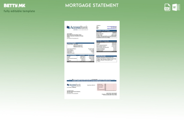 модерен стил Либерија AccessBank Либерија изјава за хипотека за Word и PDF шабло